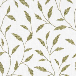green botanical embroideried fabric from Clarke & Clarke