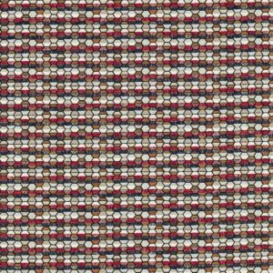 red geometric jacquard fabric from Clarke & Clarke