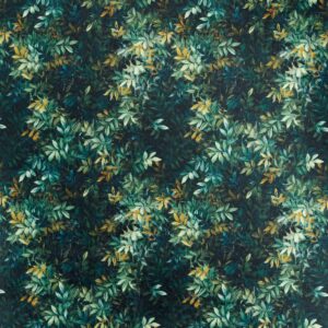 green botanical velvet-chenille fabric from Clarke & Clarke