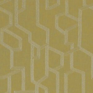 yellow geometric embroideried fabric from Clarke & Clarke