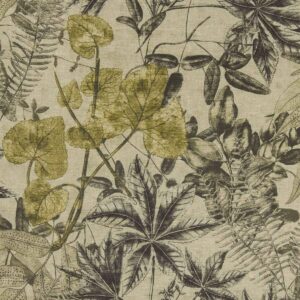 Madagascar Fabric - Charcoal / Chartreuse