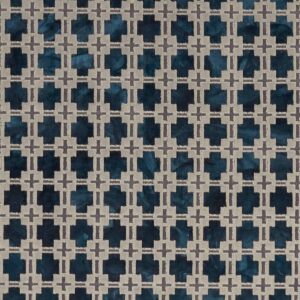 blue geometric velvet-chenille fabric from Clarke & Clarke