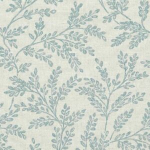 blue botanical woven fabric from Clarke & Clarke