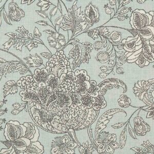 blue botanical woven fabric from Clarke & Clarke