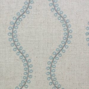 blue striped embroideried fabric from Clarke & Clarke