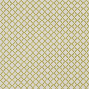 green geometric embroideried fabric from Clarke & Clarke