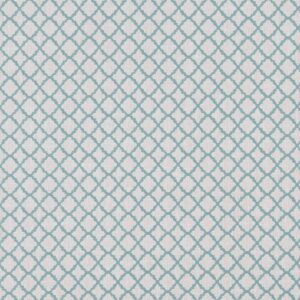blue geometric embroideried fabric from Clarke & Clarke