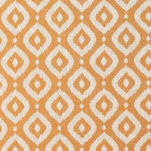 orange geometric jacquard fabric from Clarke & Clarke
