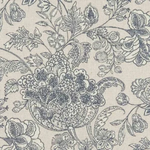 blue botanical woven fabric from Clarke & Clarke