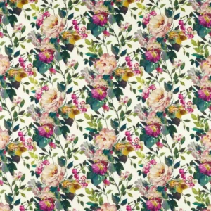 multicolour botanical printed fabric from Clarke & Clarke