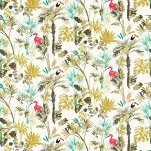 white botanical cotton fabric from Studio G